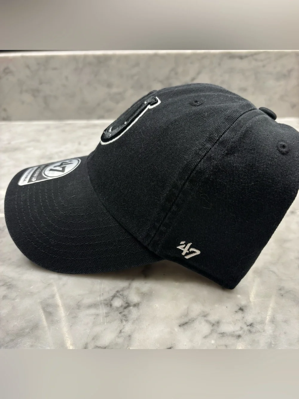 47 Brand Indianapolis Colts Clean Up Adjustable Strap NFL Hat Black White OSFM
